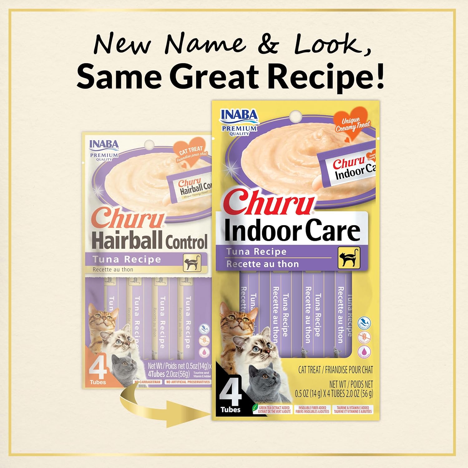 Inaba Churu Indoor Care Tuna Recipe Puree Grain-Free Lickable Treat for Cats 0.5-oz x 4-tubes - Cat Treats 2