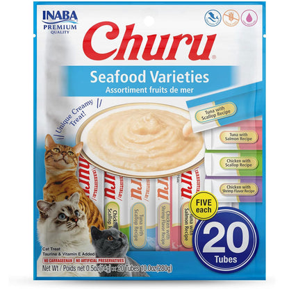 Inaba Churu Seafood Variety Pack Grain-Free Lickable Treat for Cats 20ct pk