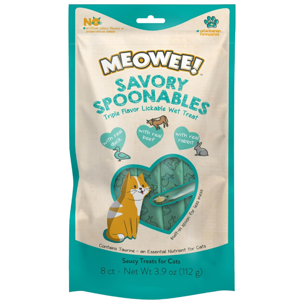 Meowee! Savory Spoonables with Duck Beef & Rabbit Lickable Treat For Cats - 8 tubes - Cat Treats 10