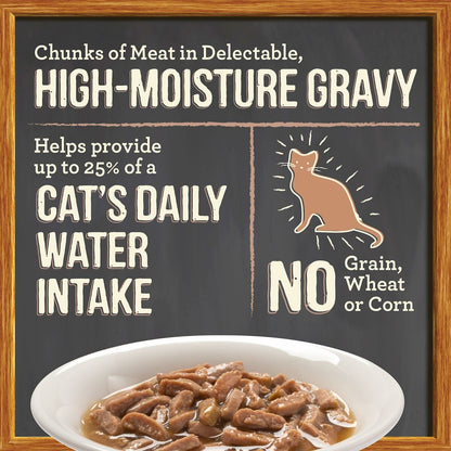 Merrick Purrfect Bistro Grain Free Bon Appetits Gravies Adult Wet Cat Food Chicken Recipe Chunks in Gravy (3 oz x 24