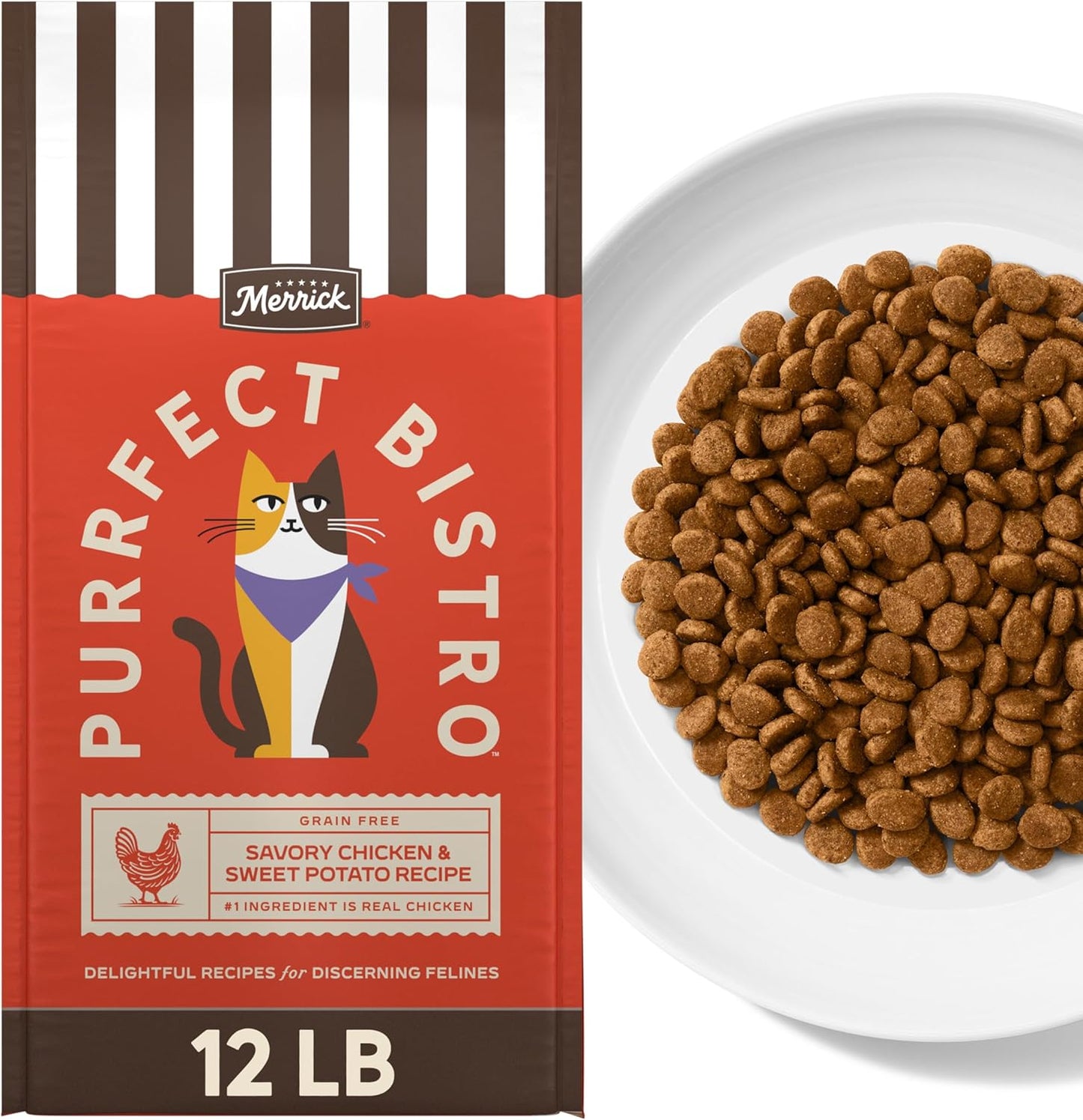 Merrick Purrfect Bistro Grain Free Savory Chicken & Sweet Potato Recipe Dry Cat Food - 12 lb - Cat Food 1