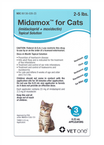 Midamox Topical Solution for Cats 2-5 lbs Teal Box - 3 Doses (3-mos. supply) - Pet Medicine 1