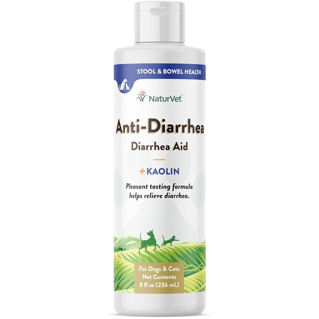 NaturVet Anti-Diarrhea Liquid Diarrhea Aid with Kaolin For Dogs Cats, 8-oz