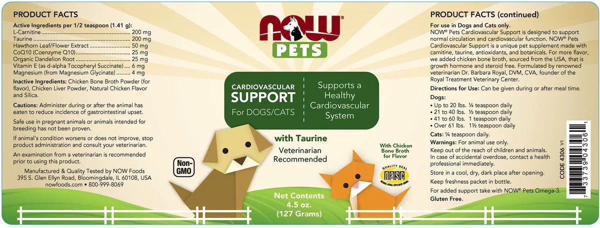 NOW Pets Cardiovascular Support Dog & Cat Supplement 4.5-oz - Dog Health Care & Wellness 2