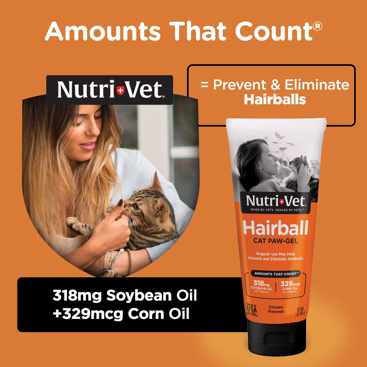 Nutri-Vet Hairball Cat Paw-Gel Chicken Flavor 3-oz - Cat Grooming 3