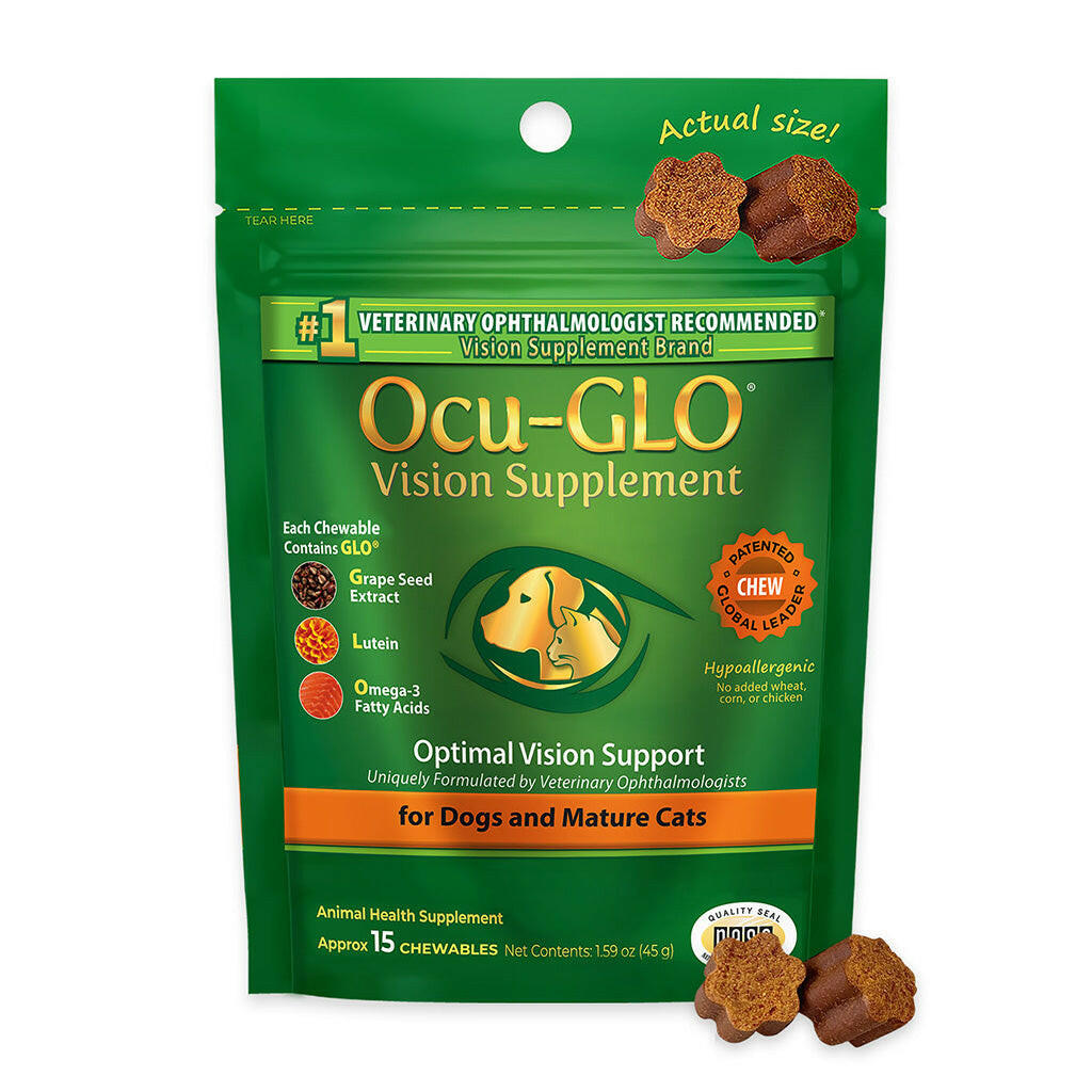 Ocu-GLO Vision Support Supplement for Dogs and Mature Cats - 15 Chewables
