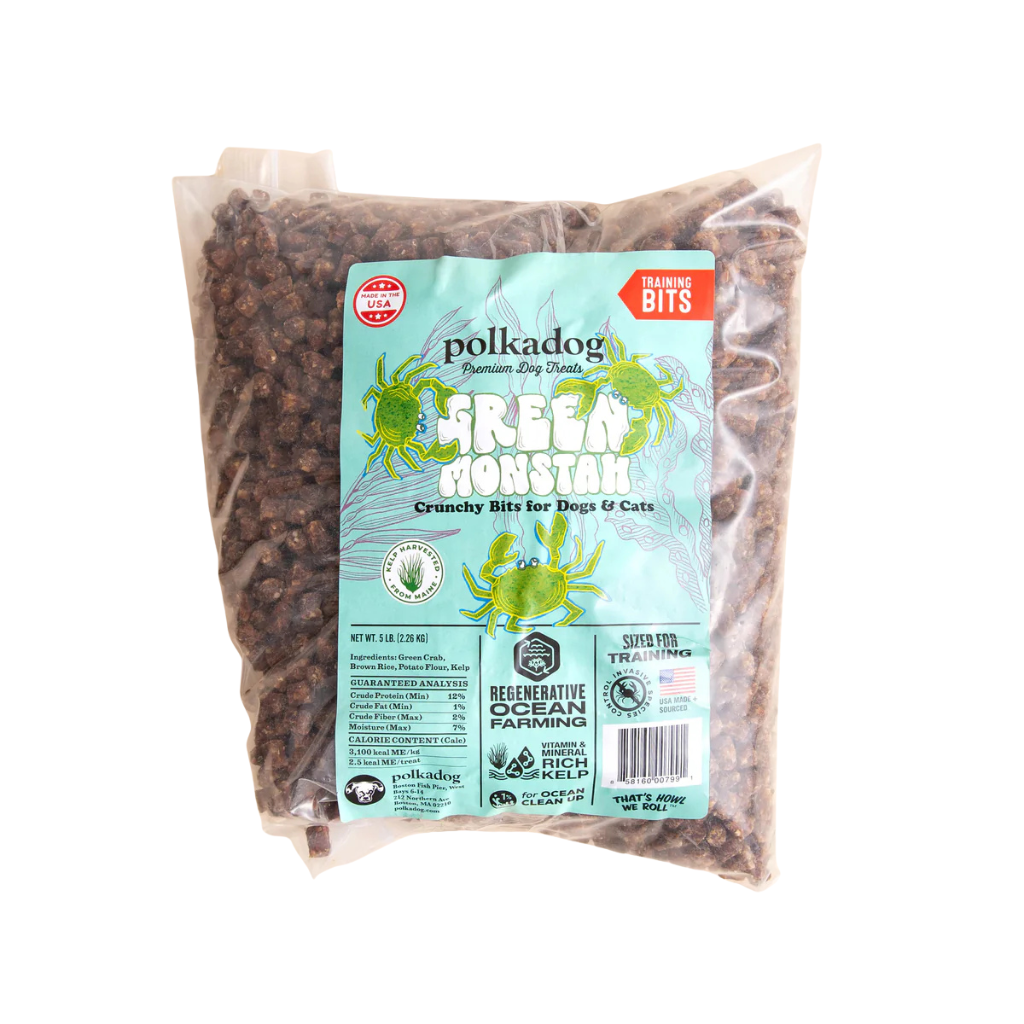 Polkadog Green Monstah Green Crab & Kelp Crunchy Training Bits for Dogs & Cats - 5 lb - Dog Treats 9