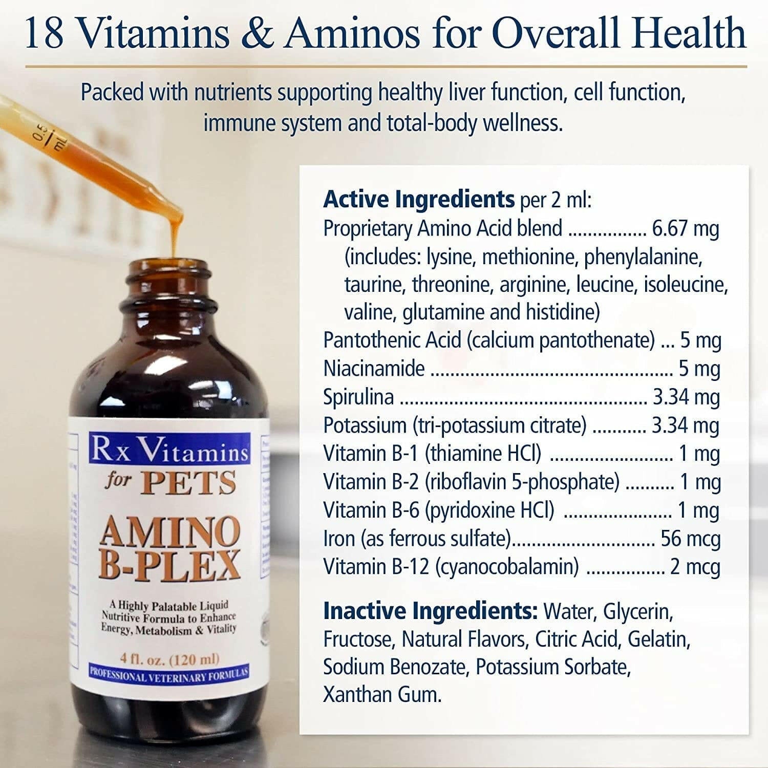 Rx Vitamins Amino B Plex B Vitamin Complex Plus Amino Acids - Dog Supplements & Vitamins 5