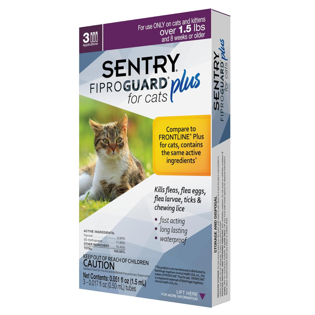 Sentry Fiproguard Plus Topical Flea & Tick Treatment for Cats over 1.5 lbs (3 doses)