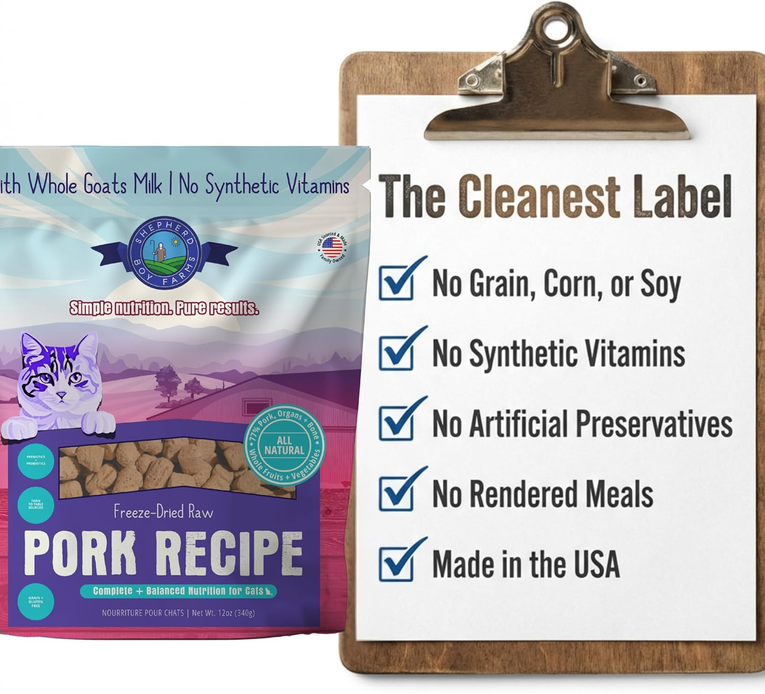 Shepherd Boy Farms Pork Recipe Freeze Dried Cat Food (12 oz) - Freeze-Dried Cat Food 7