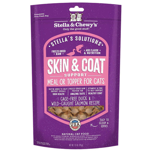 Stella & Chewy's Stella's Solutions Skin & Coat Support Duck & Salmon Freeze-Dried Meal Topper for Cats (7.5 oz)