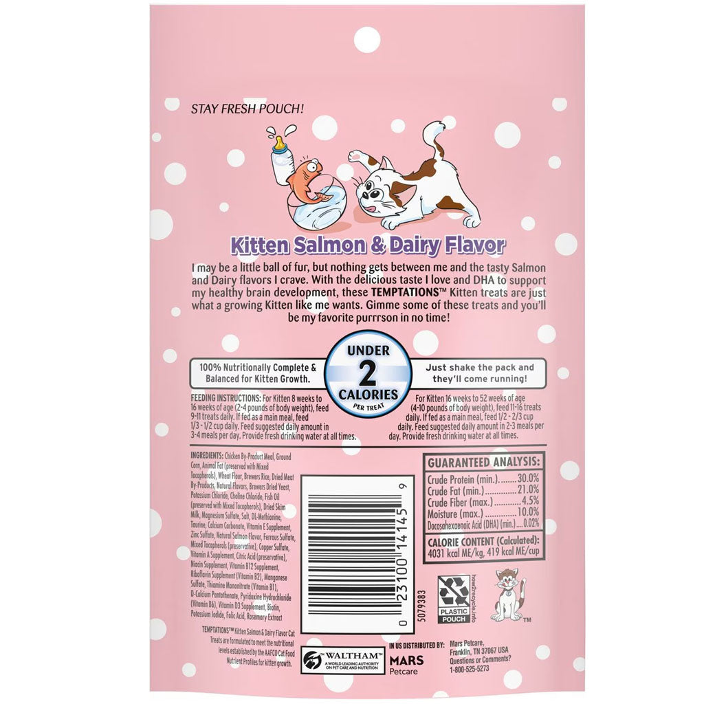 Temptations Salmon & Dairy Flavor Crunchy & Soft Kitten Treats