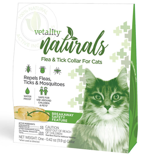 TevraPet Vetality Naturals Flea & Tick Collar for Cats, 4-Month Protection, 1 count