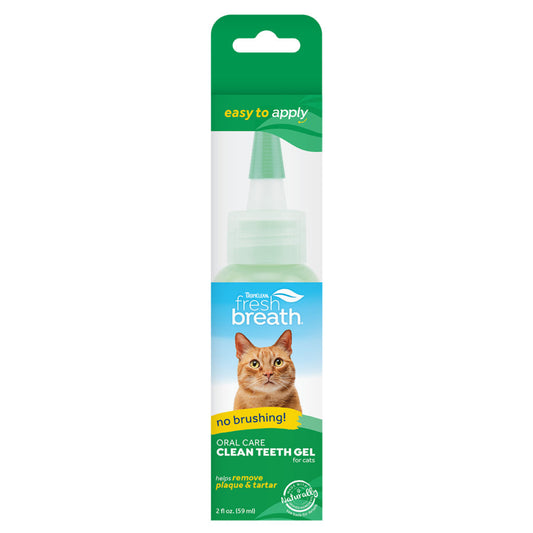 TropiClean Fresh Breath No Brushing Clean Teeth Dental & Oral Care Gel for Cats (2-oz)