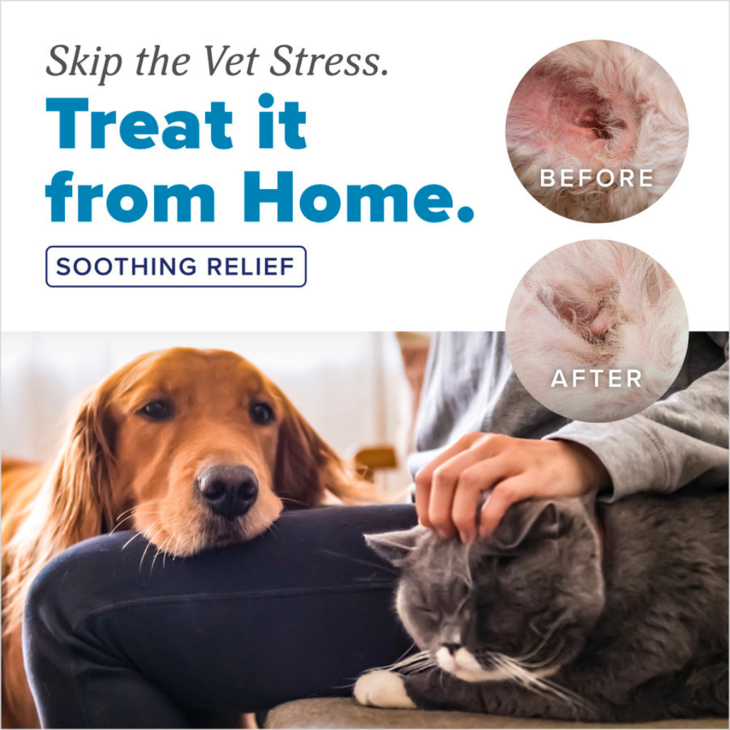 TropiClean HomeVet Enzymatic Ear Wash Liquid for Cats & Dogs - Treat it from home - soothing relief