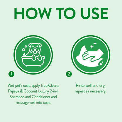 TropiClean Luxury 2-in-1 Papaya & Coconut Shampoo & Conditioner For Dogs & Cats (20 oz)