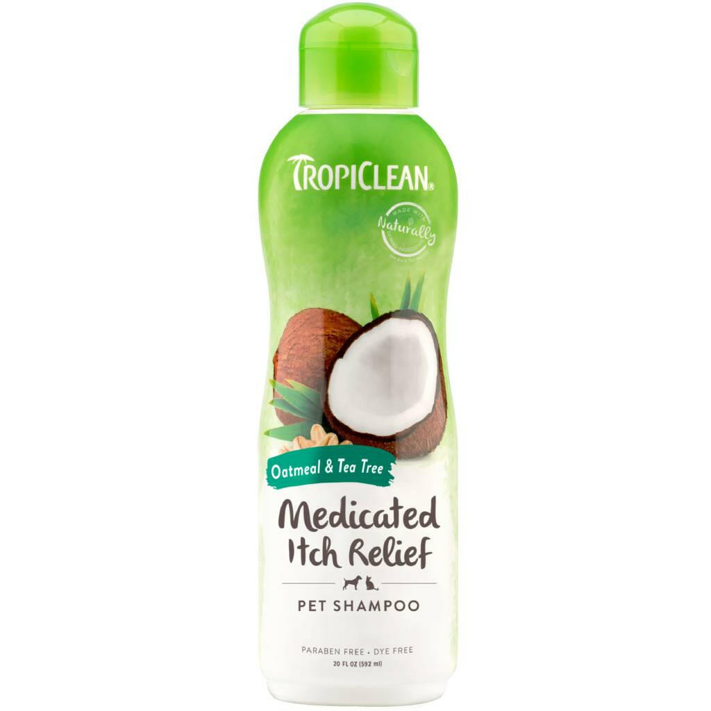 Tropiclean Oatmeal & Tea Tree Medicated Itch Relief Shampoo For Pets (20 oz)