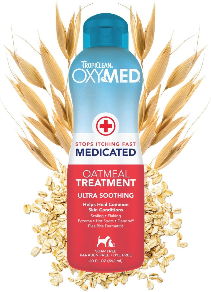 Tropiclean OxyMed Medicated Oatmeal Treatment Soothing Rinse For Pets (20 oz) - All Dog Grooming 1
