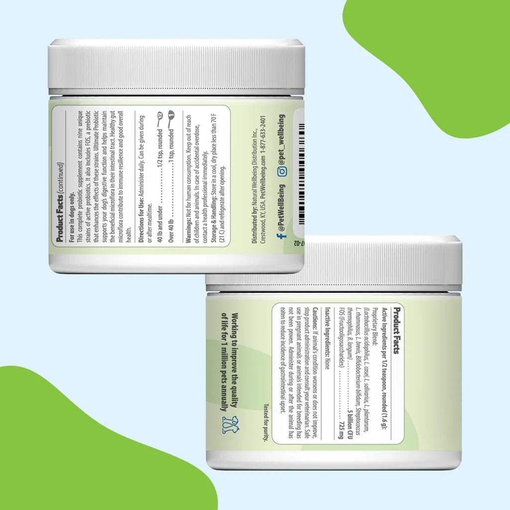 Ultimate Probiotic 9 Strains with Prebiotics for Dogs (11.29 oz) - cat Vitamins & Supplements 11