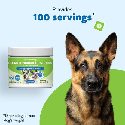 Ultimate Probiotic 9 Strains with Prebiotics for Dogs (11.29 oz) - cat Vitamins & Supplements 12