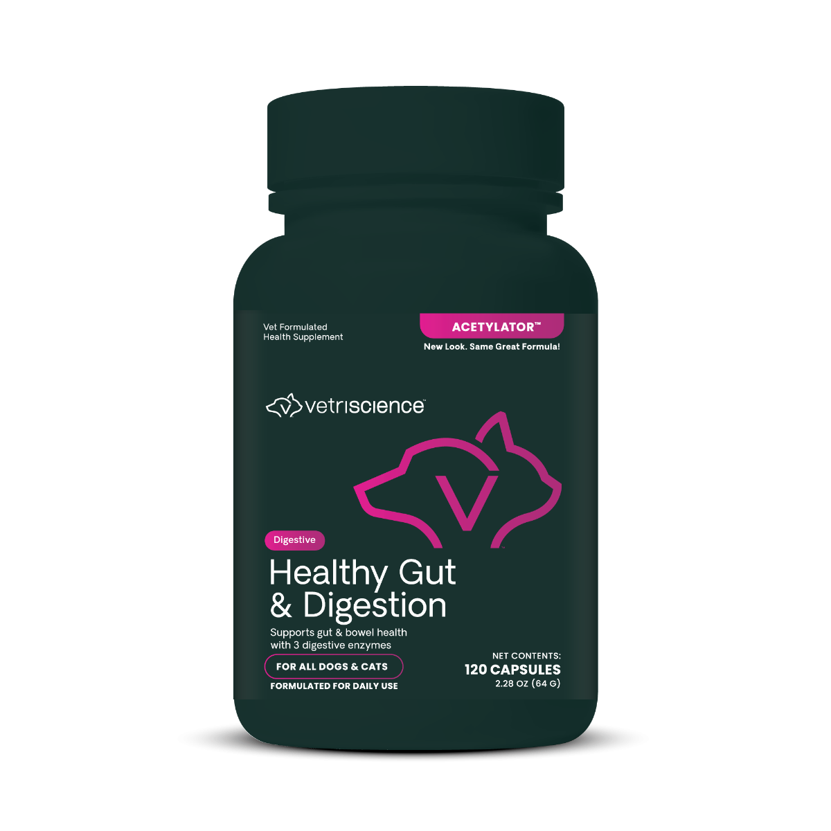 VetriScience Acetylator Digestive Supplement for Cats & Dogs (120 caps) - Pet Vitamins & Supplements 3