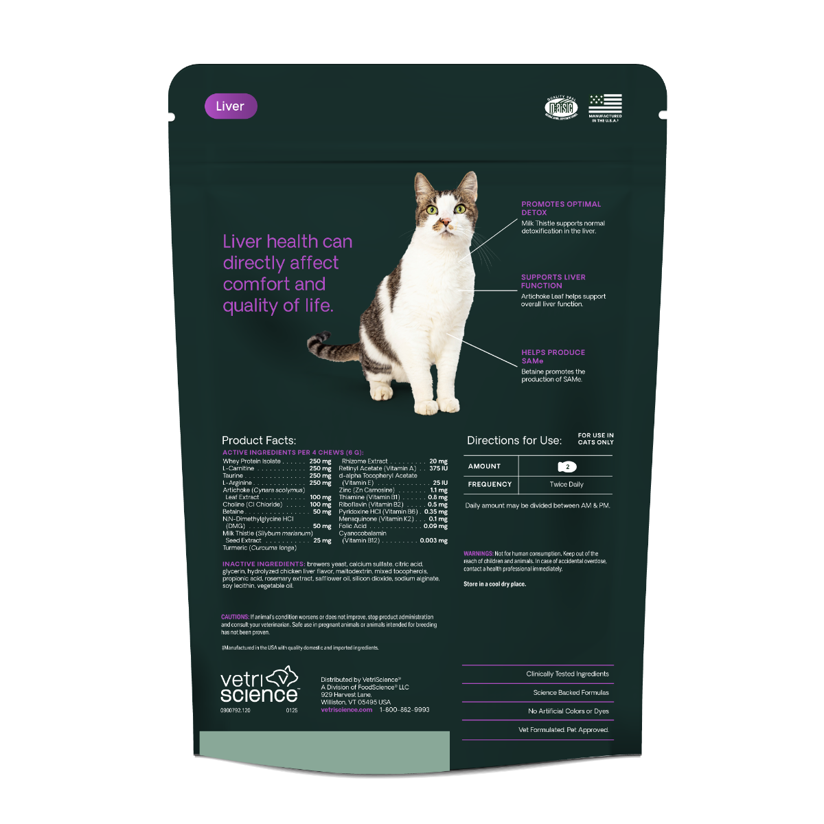 VetriScience Vetri Liver Support Supplement For Feline (120 Bite-Sized Chews) - Cat Supplements & Vitamins 4
