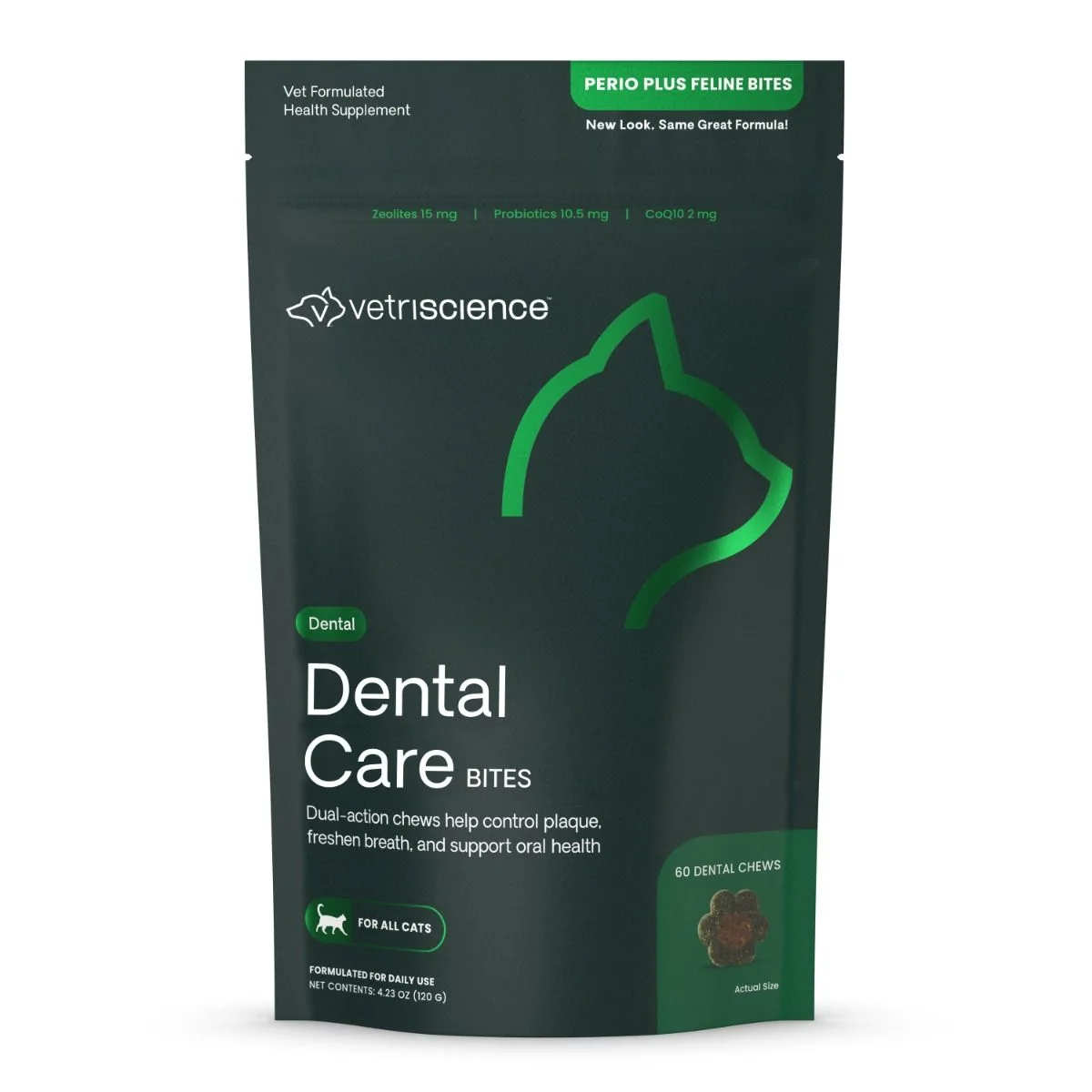 VetriScience Perio Plus Feline Dental Bites (60 count) - Cat Treats 1