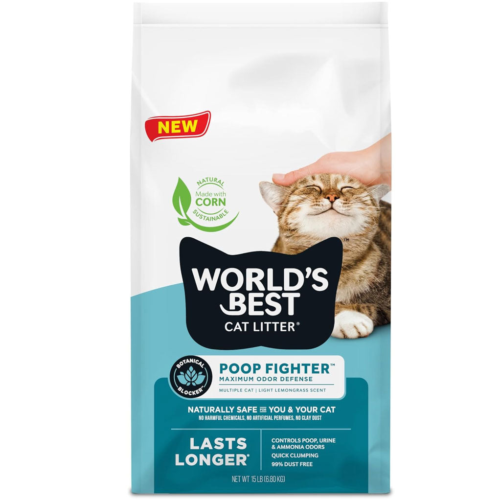 World’s Best Cat Litter Poof Fighter Multiple Cat Light Lemongrass Scent 28 lbs - Cat Litter & Waste Disposal 1