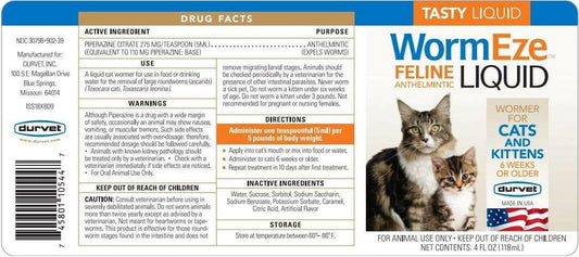 WormEze Feline Anthelmintic Liquid (4 oz) - Cat Supplements & Vitamins 2
