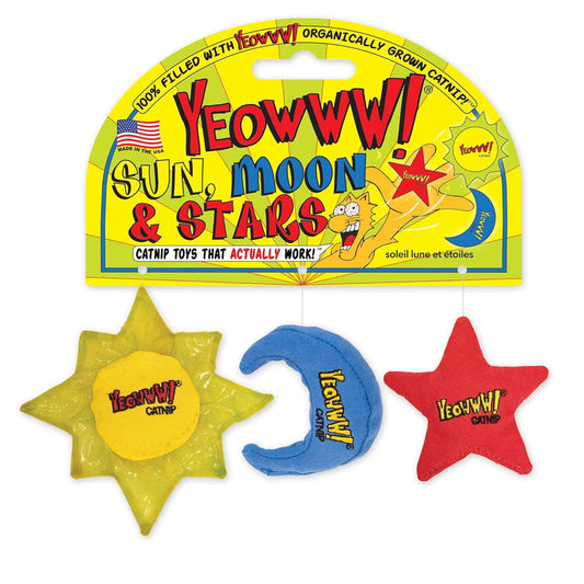 Yeowww! Sun, Moon, Stars Catnip Cat Toys, 3-pack