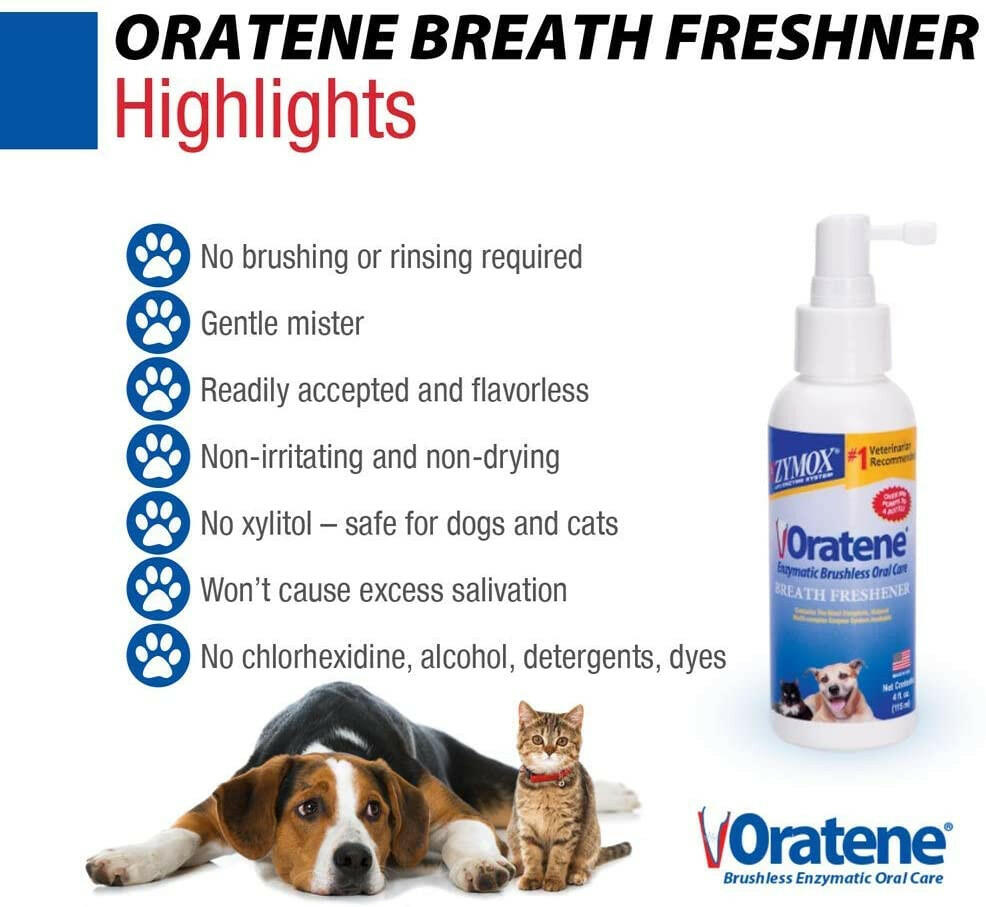 Zymox Oratene Enzyme Breath Freshener Spray for Dogs & Cats - Highlights